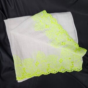 Banana Republic NWT Neon Yellow Embroidered Trim Scarf Wrap Cottage Boho Beachy